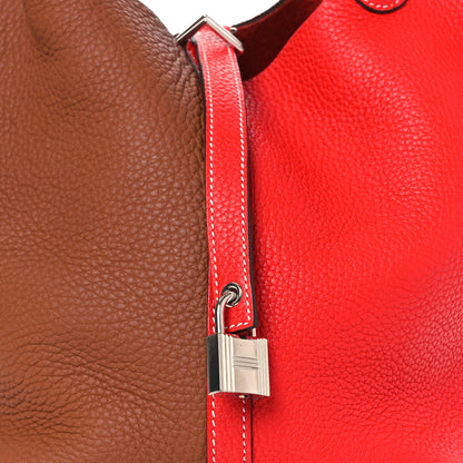Hermes Taurillon Clemence Casaque Picotin Lock 22 MM Gold Rouge De Coeur 8 of 10