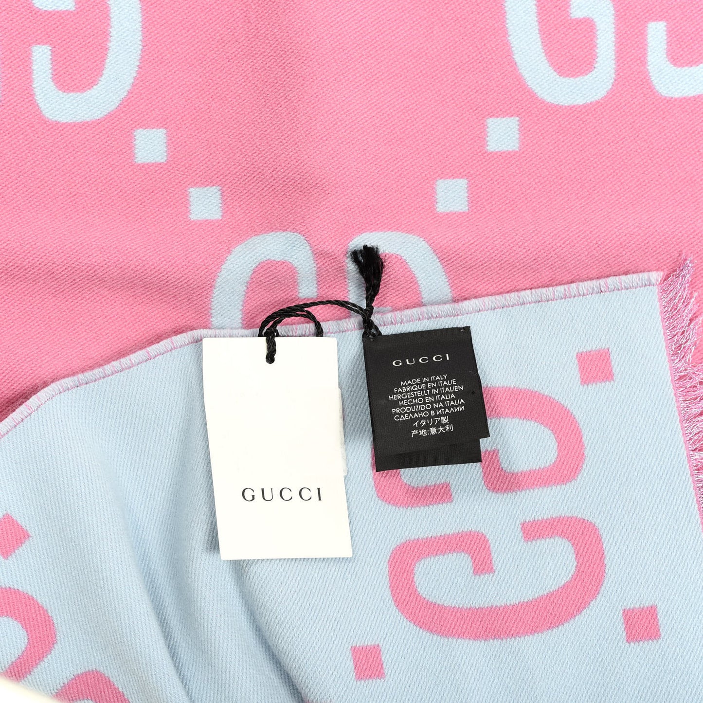 Wool Silk Monogram Jumbo GG Freedom Scarf Roseate Sky Blue