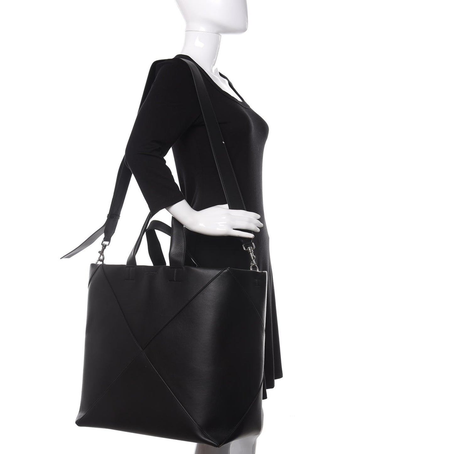 Butter Calfskin Patchwork Tote Black
