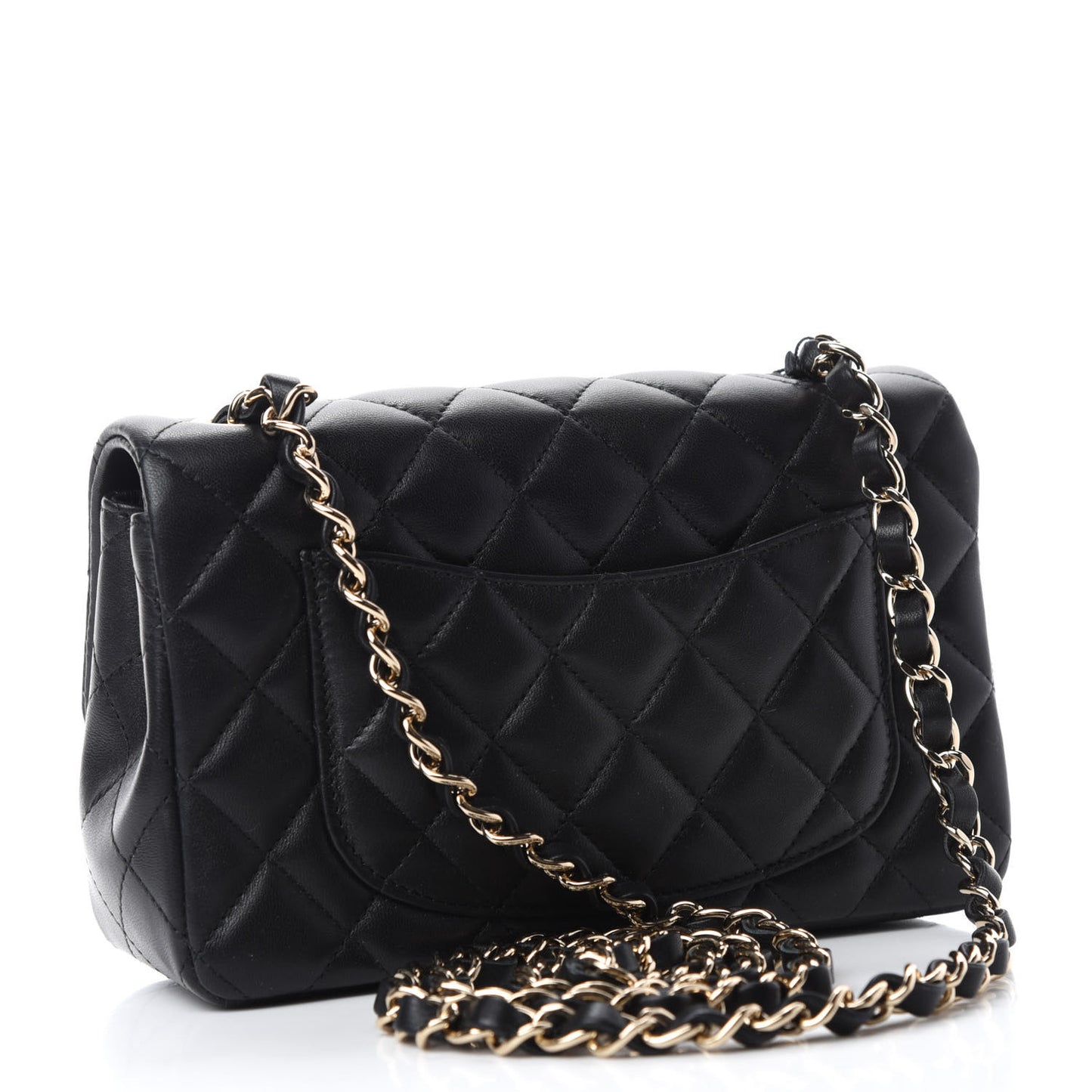 Lambskin Quilted Mini Rectangular Flap Black