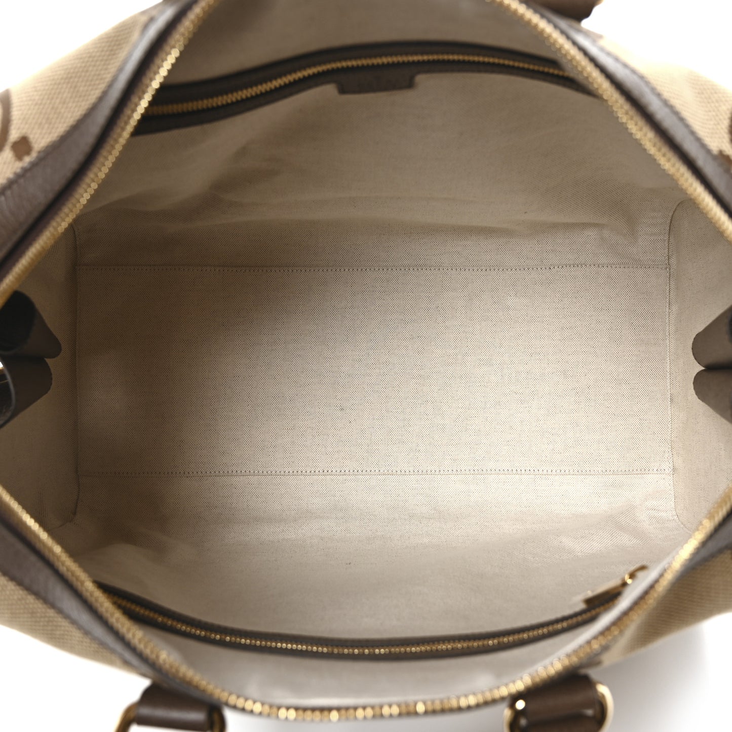 Monogram Jumbo GG Textured Dollar Calfskin Web Medium Duffle Bag Camel Ebony