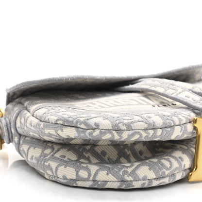 Christian Dior Oblique Embroidered Saddle Bag Gray 8 of 10