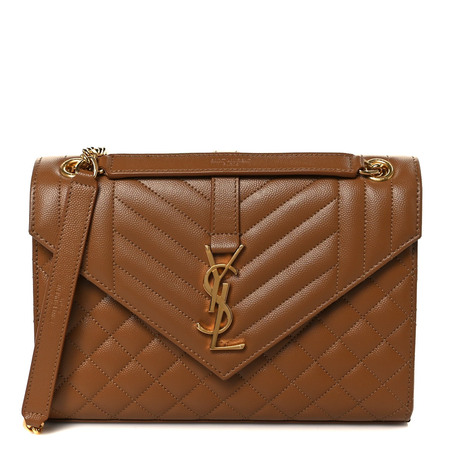 Saint Laurent Grain De Poudre Textured Mixed Matelasse Triquilt Medium Monogram Satchel Dark Natural 1 of 12