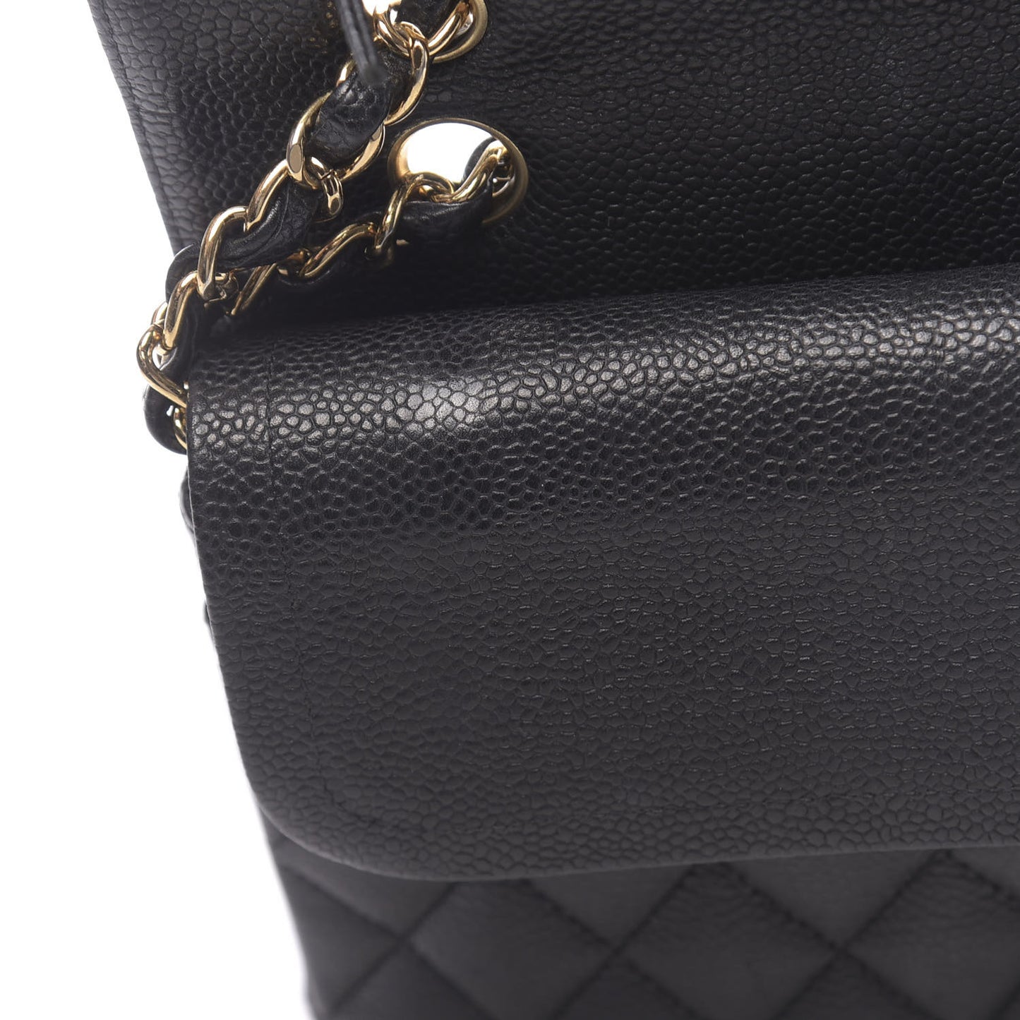 Caviar Quilted Medium Double Flap Black
