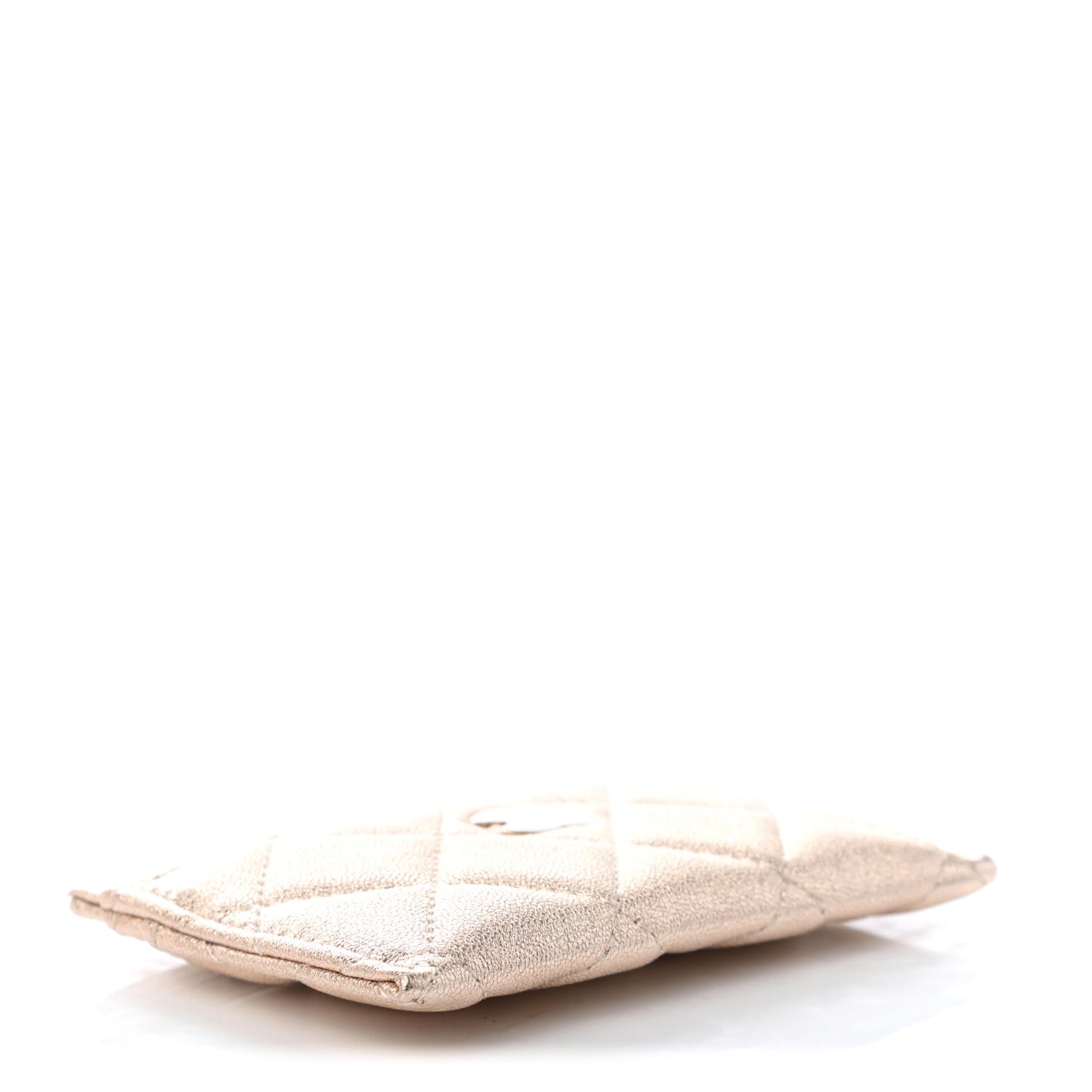 Metallic Lambskin Quilted CC Card Holder Gold
