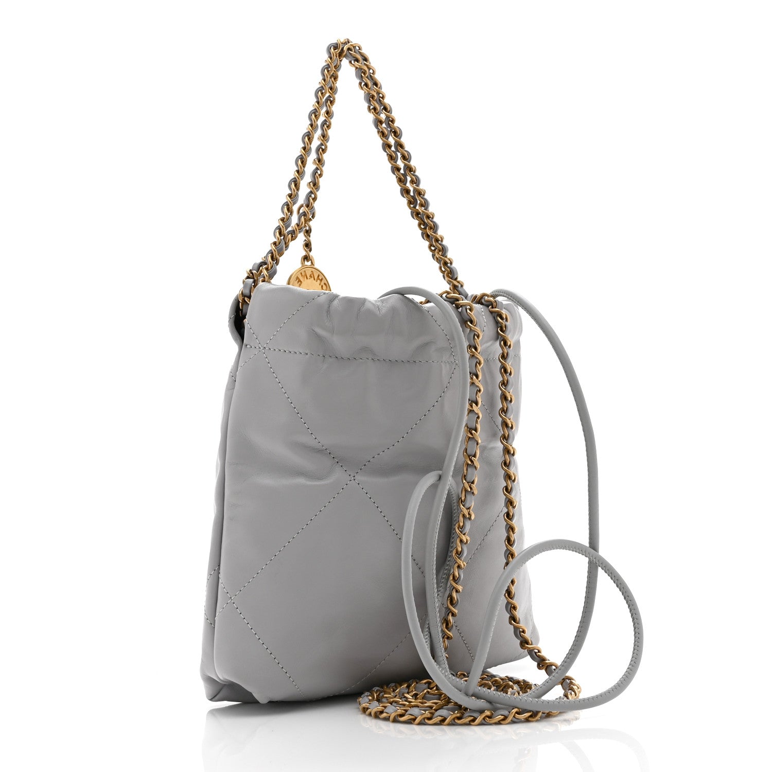 Chanel Shiny Calfskin Quilted Mini Chanel 22 Grey 3 of 11
