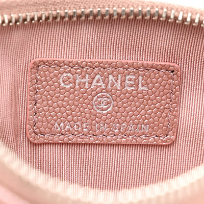 Chanel Metallic Caviar Chevron Quilted Small Vintage Mademoiselle Cosmetic Case Pink 6 of 8