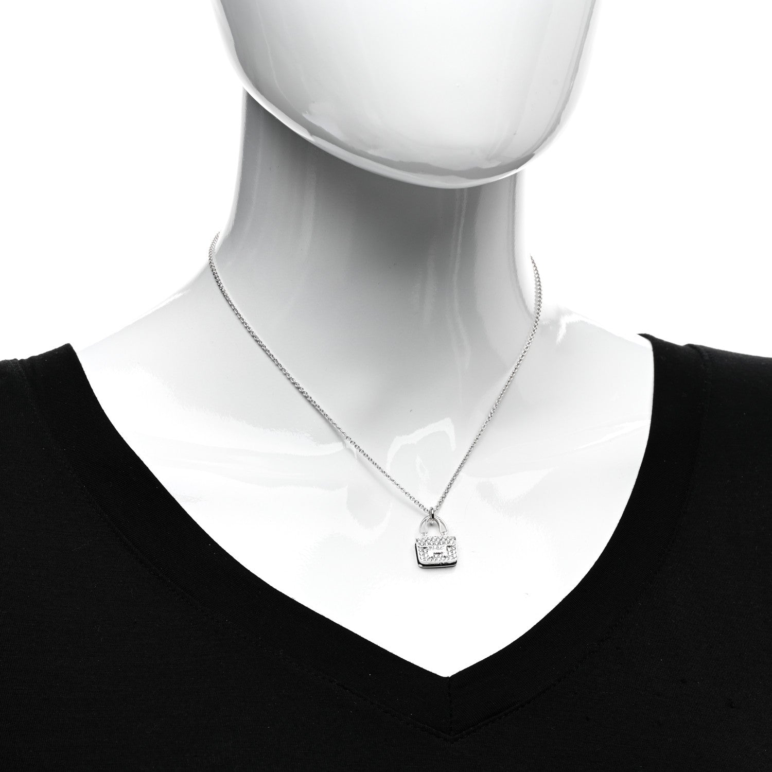 Hermes 18K White Gold Diamond Constance Amulettes Pendant Necklace 2 of 6