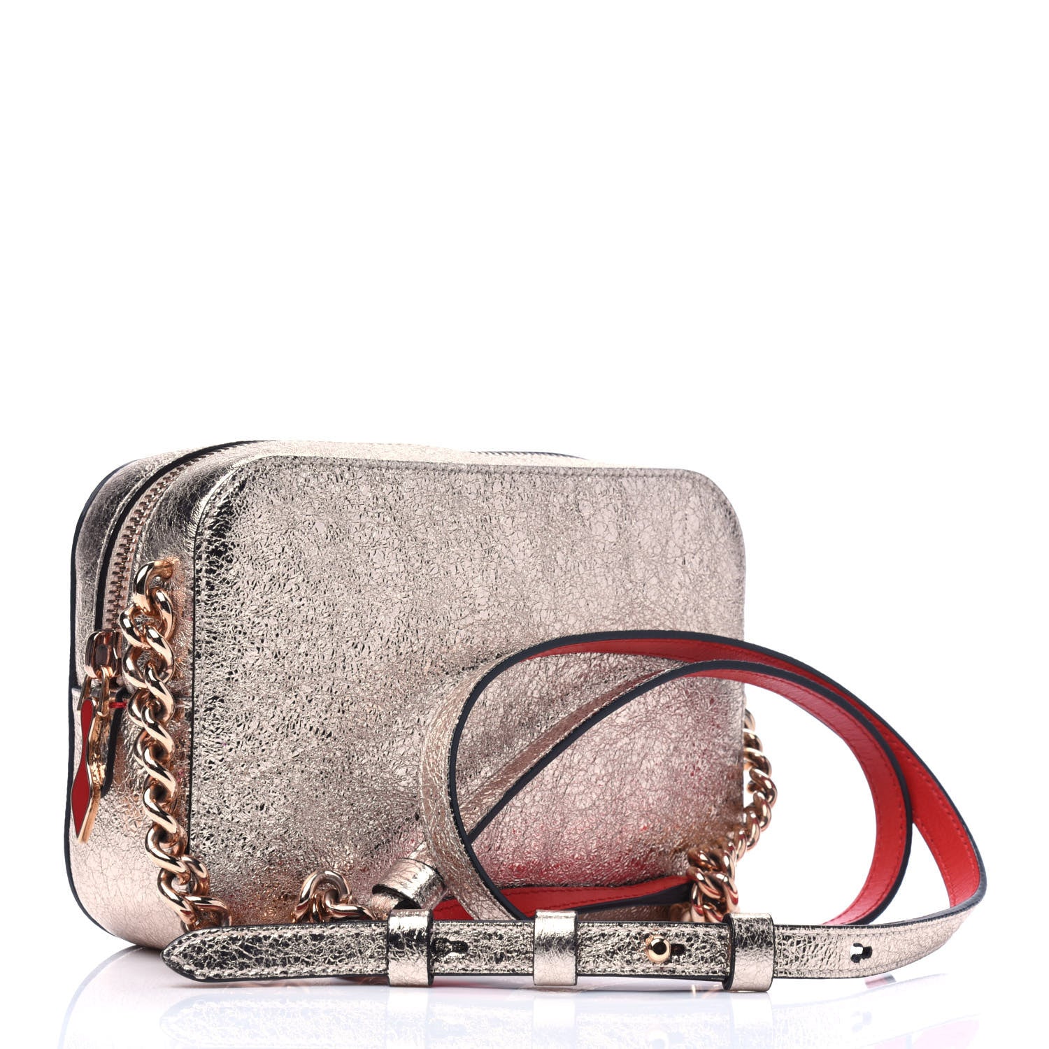 Christian Louboutin Metallic Crinkled Nappa Mini Rubylou Platine 3 of 14