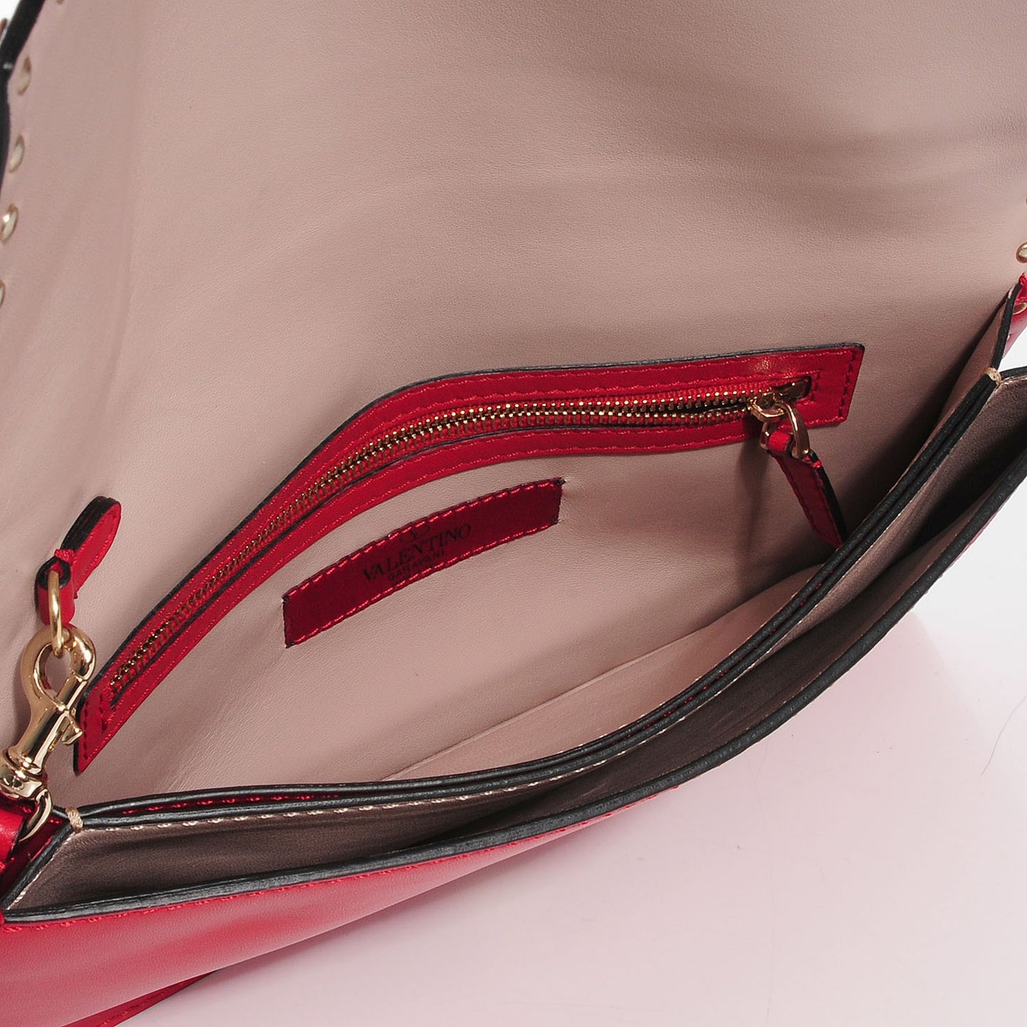Nappa Rockstud Wristlet Clutch Rosso Valentino