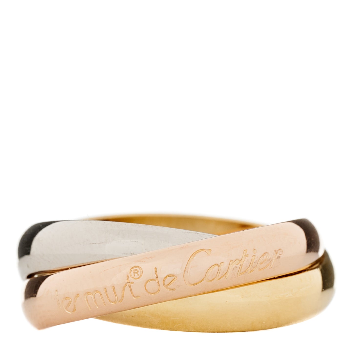 18K Pink Yellow White Gold Classic Les Must De Cartier Trinity Ring 53 6.25