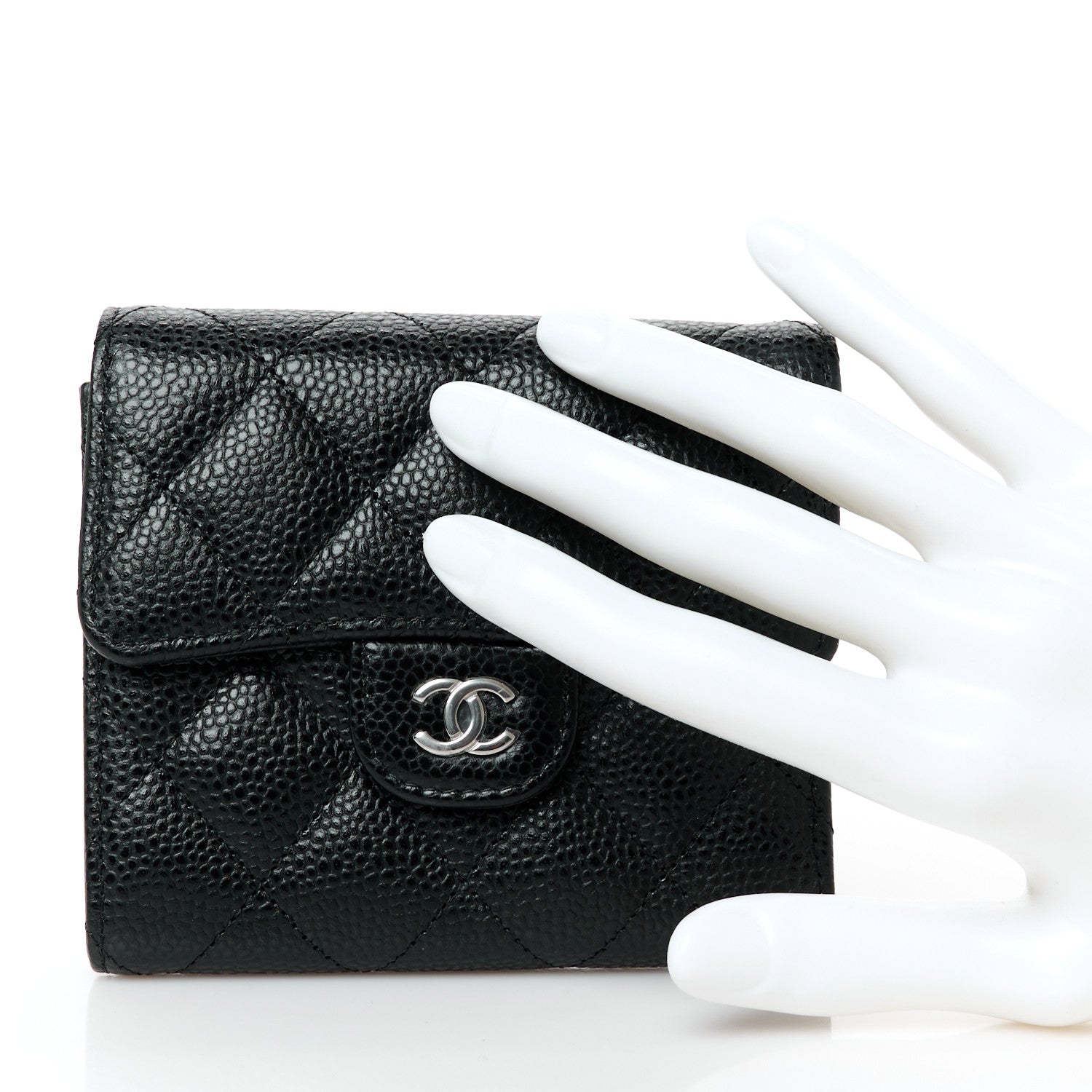 Chanel Caviar Quilted Compact Flap Wallet Black 2 of 11