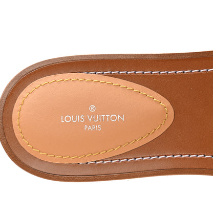 Louis Vuitton Damier Azur Vachetta Lock Flat Mule 38 7 of 8