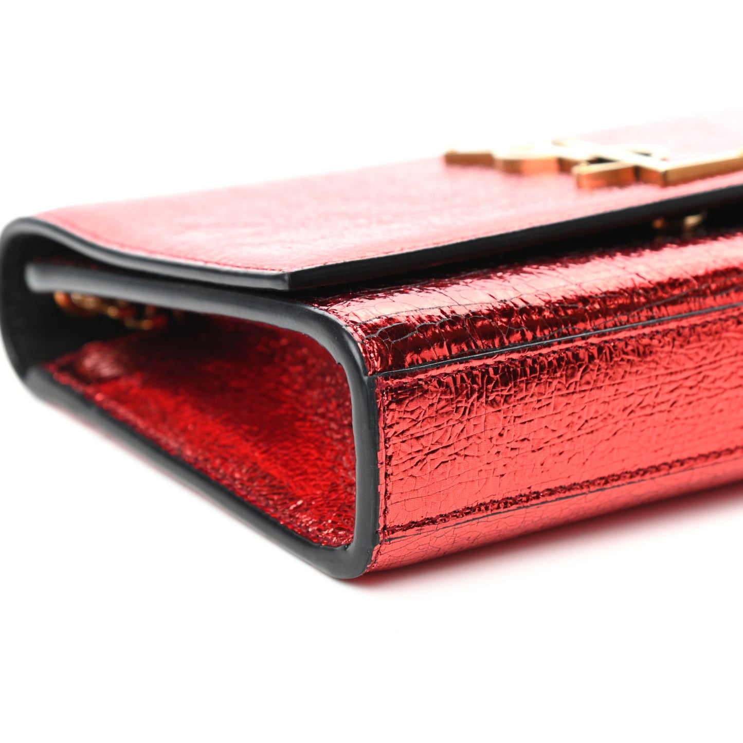 Metallic Calfskin Small Classic Monogram Kate Satchel Red