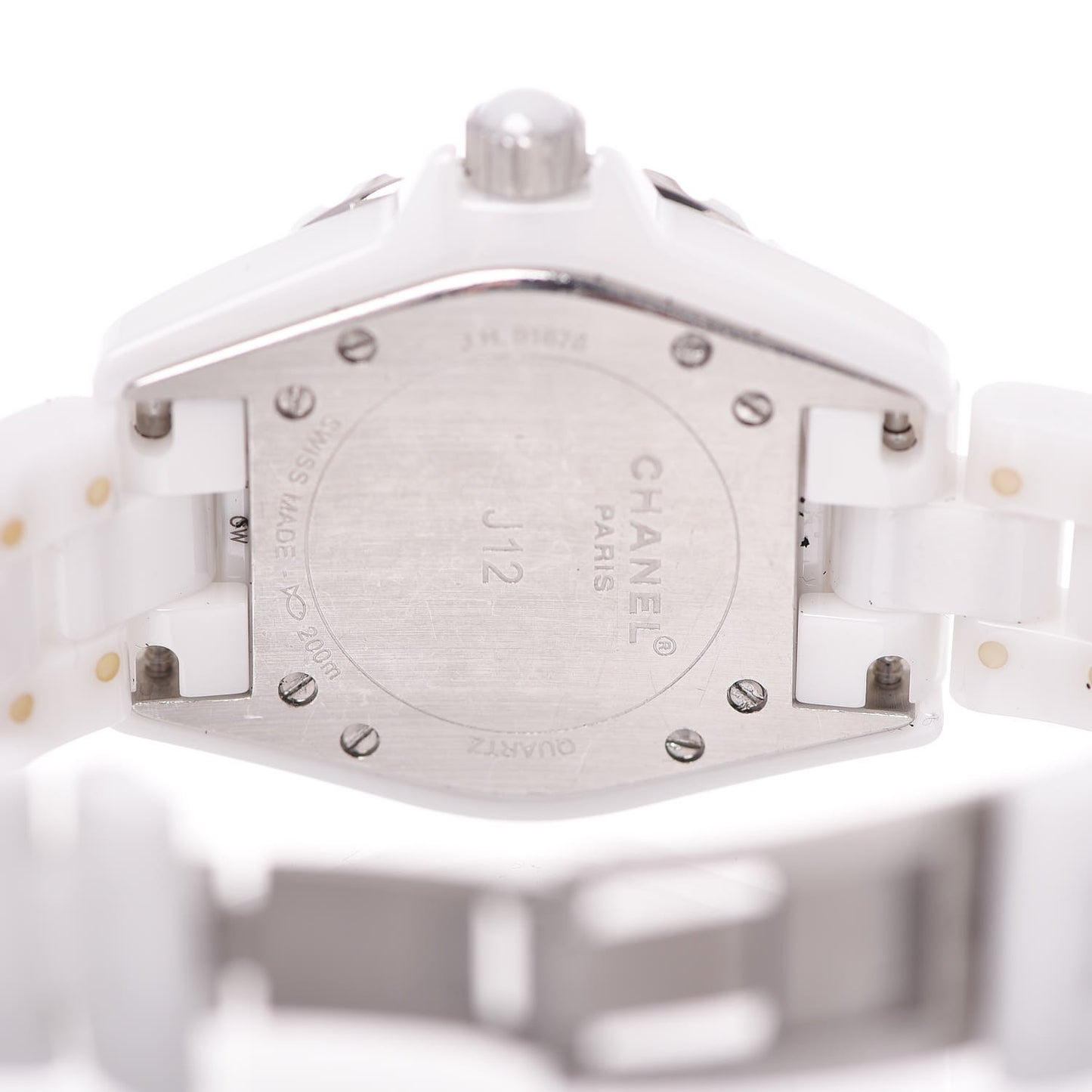 Stainless Steel Ceramic Diamond 33mm J12 Quartz Watch White