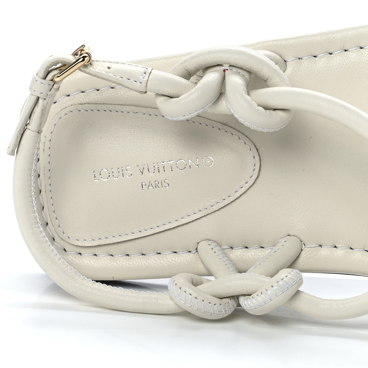 Louis Vuitton Lambskin Nova Flat Sandals 37 White 7 of 7