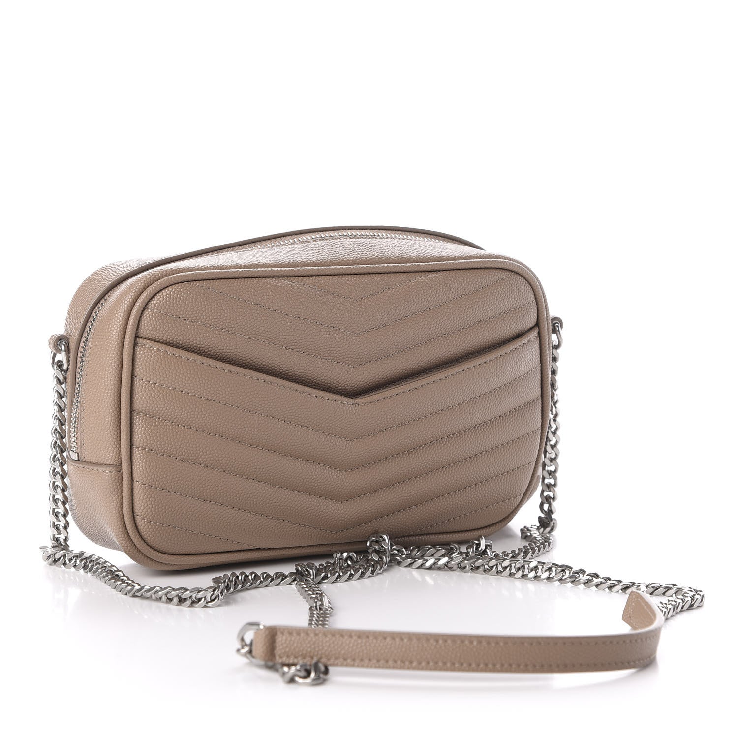 Saint Laurent Grain De Poudre Matelasse Monogram Mini Lou Camera Bag Dark Beige 3 of 11