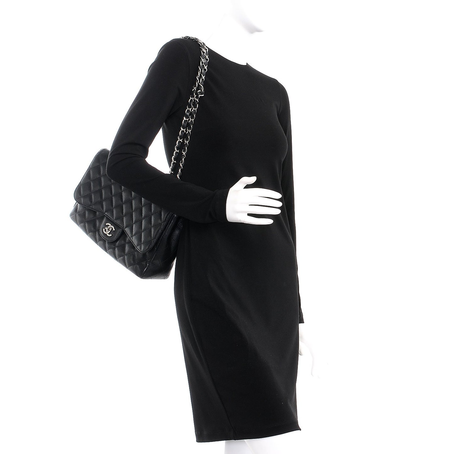 Caviar Quilted Jumbo Single Flap Black