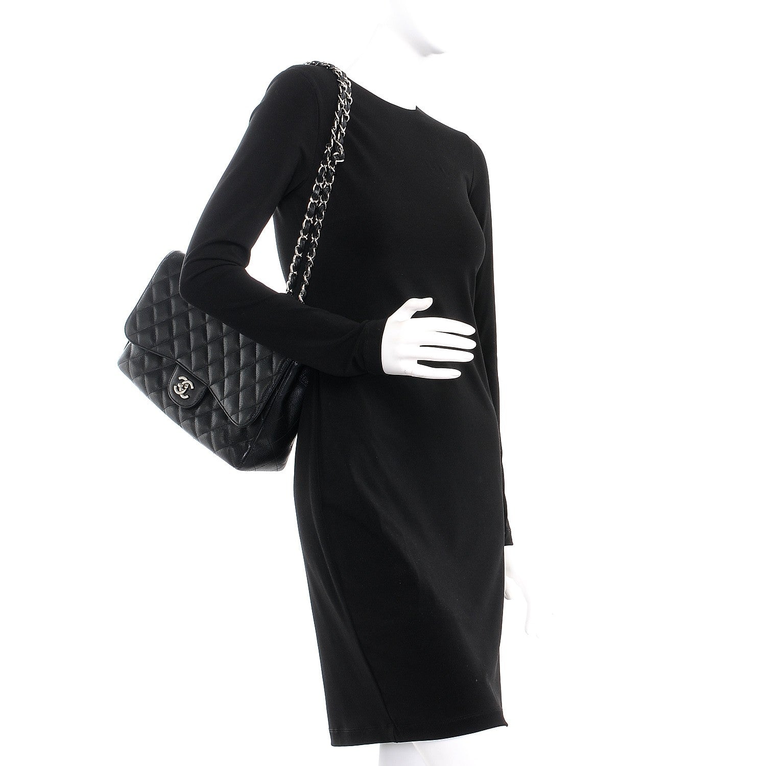 Chanel Caviar Quilted Jumbo Single Flap Black 3 of 10