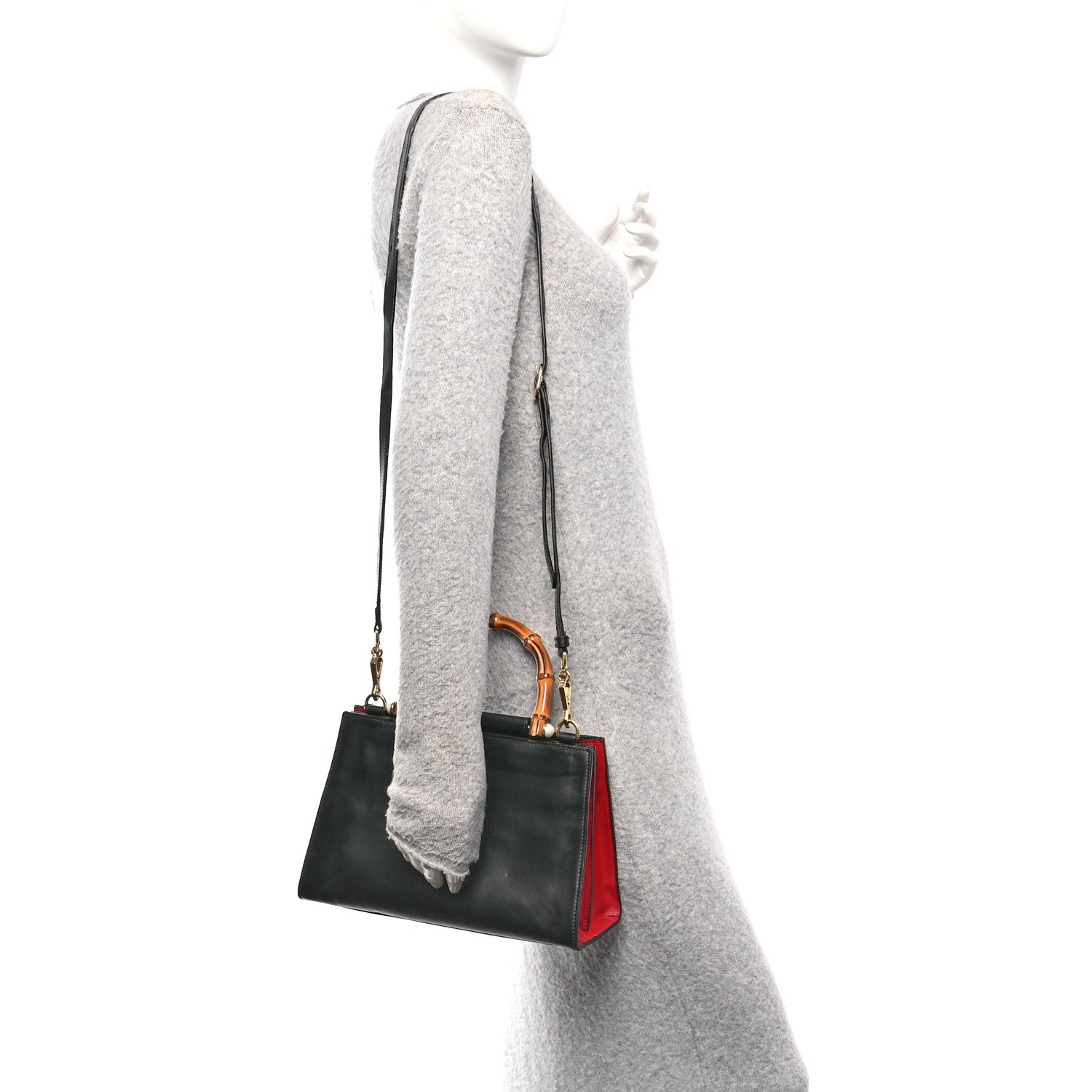 Gucci Nappa Bamboo Web Small Nymphaea Top Handle Bag Black 1834392