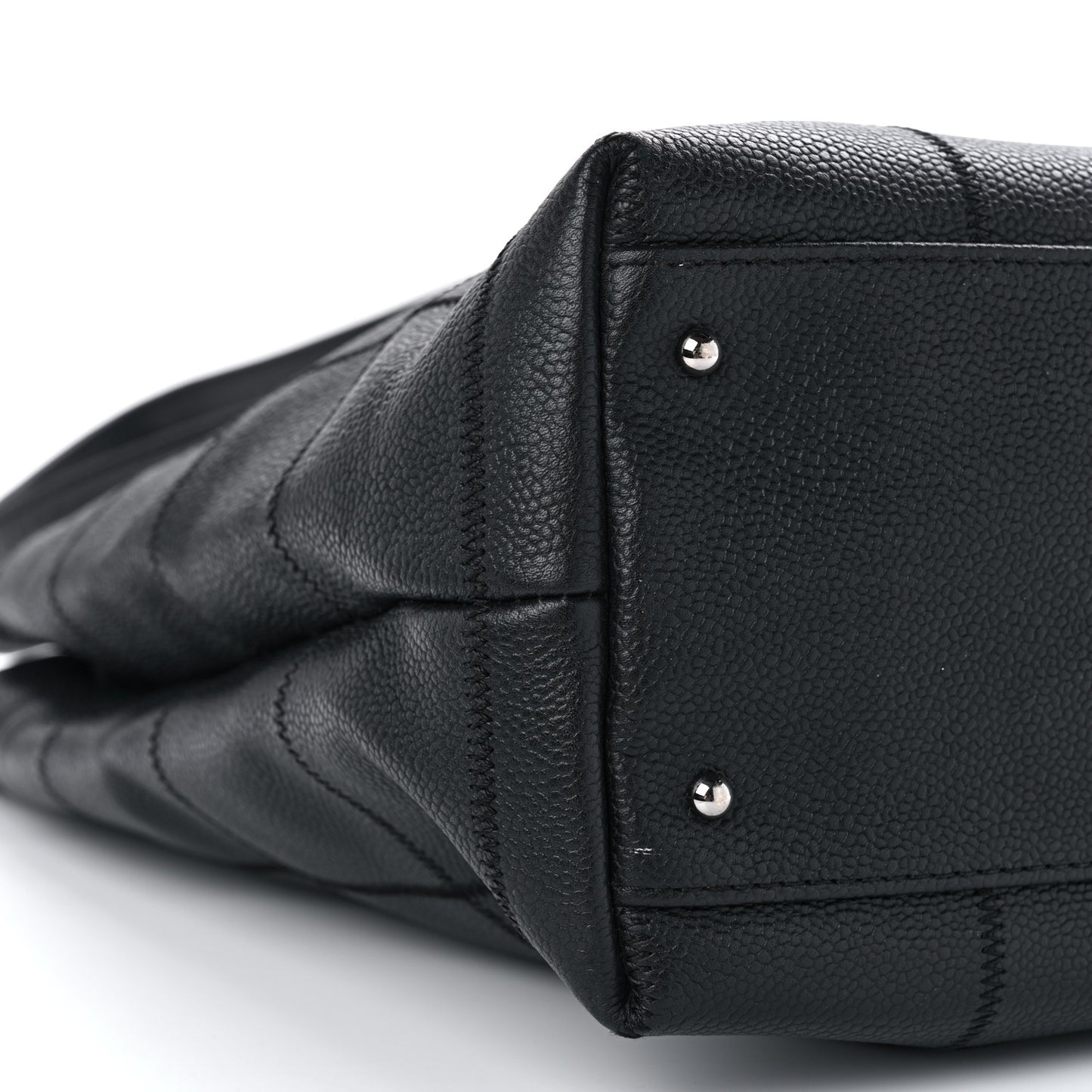 Caviar Square Stitched Large Tote Black