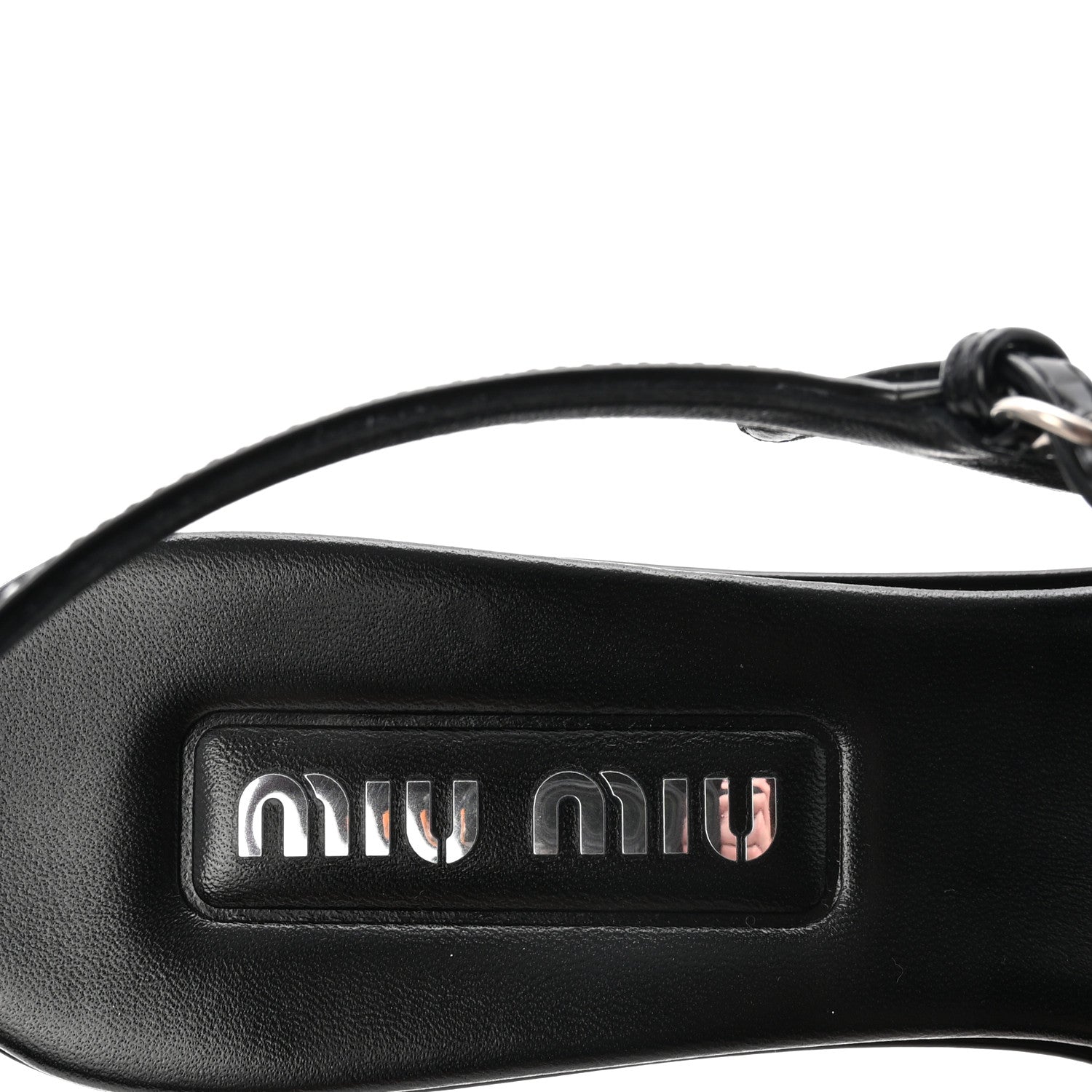 Miu Miu Calfskin Brogue Slingback Pumps 39 Black 8 of 9