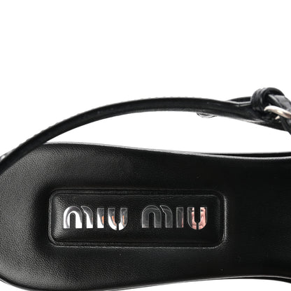 Miu Miu Calfskin Brogue Slingback Pumps 39 Black 8 of 9