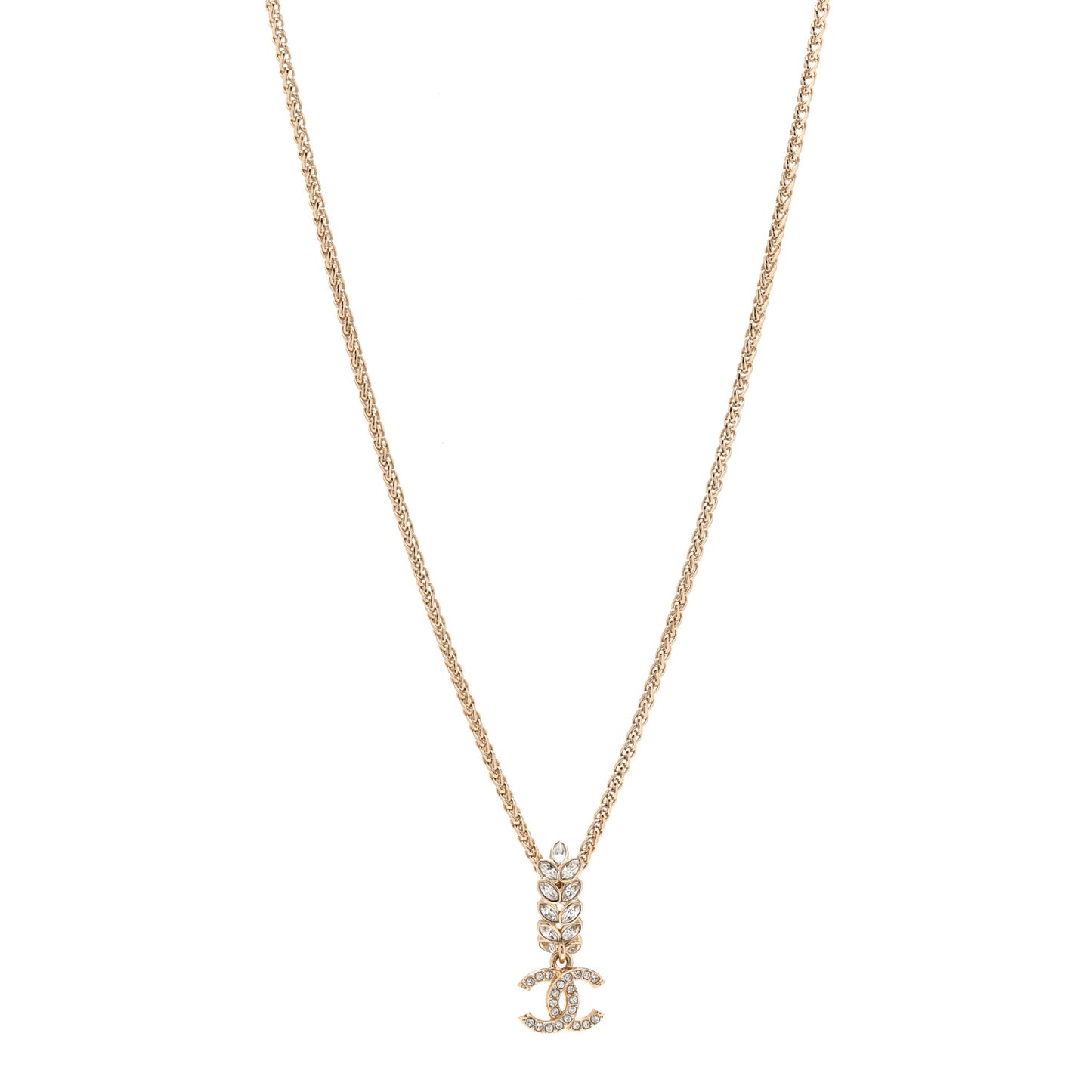 Crystal CC Pendant Necklace Gold
