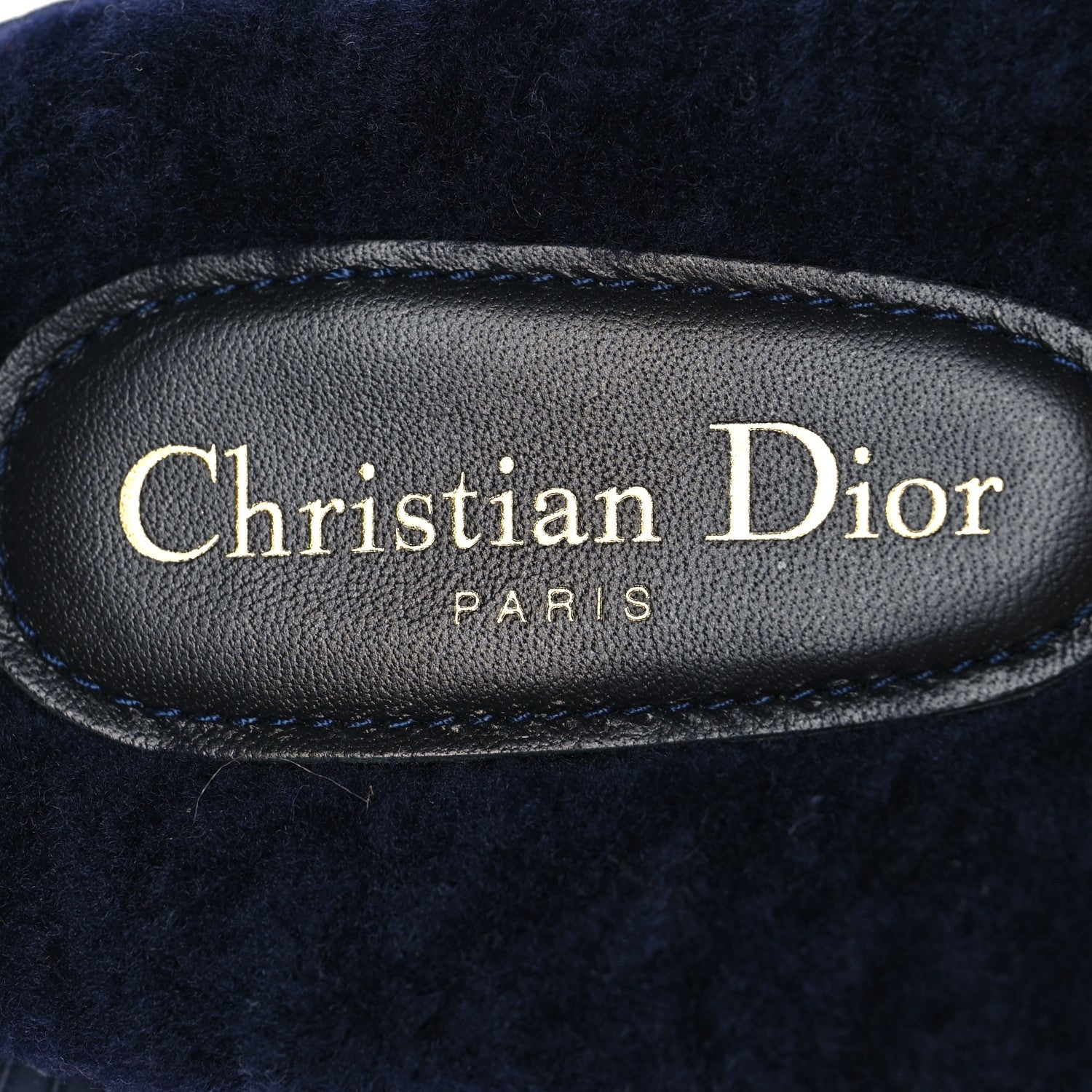 Christian Dior Shearling Canvas Embroidered Dway 10mm Slide Sandals 41 Deep Blue Natural 7 of 7