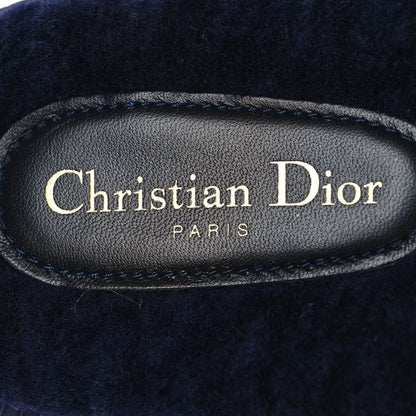 Christian Dior Shearling Canvas Embroidered Dway 10mm Slide Sandals 41 Deep Blue Natural 7 of 7