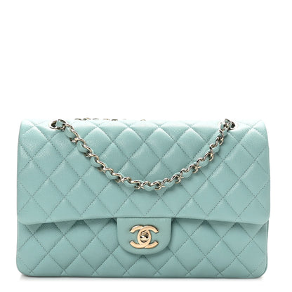 Chanel Caviar Quilted Medium Double Flap Light Blue 1 of 11