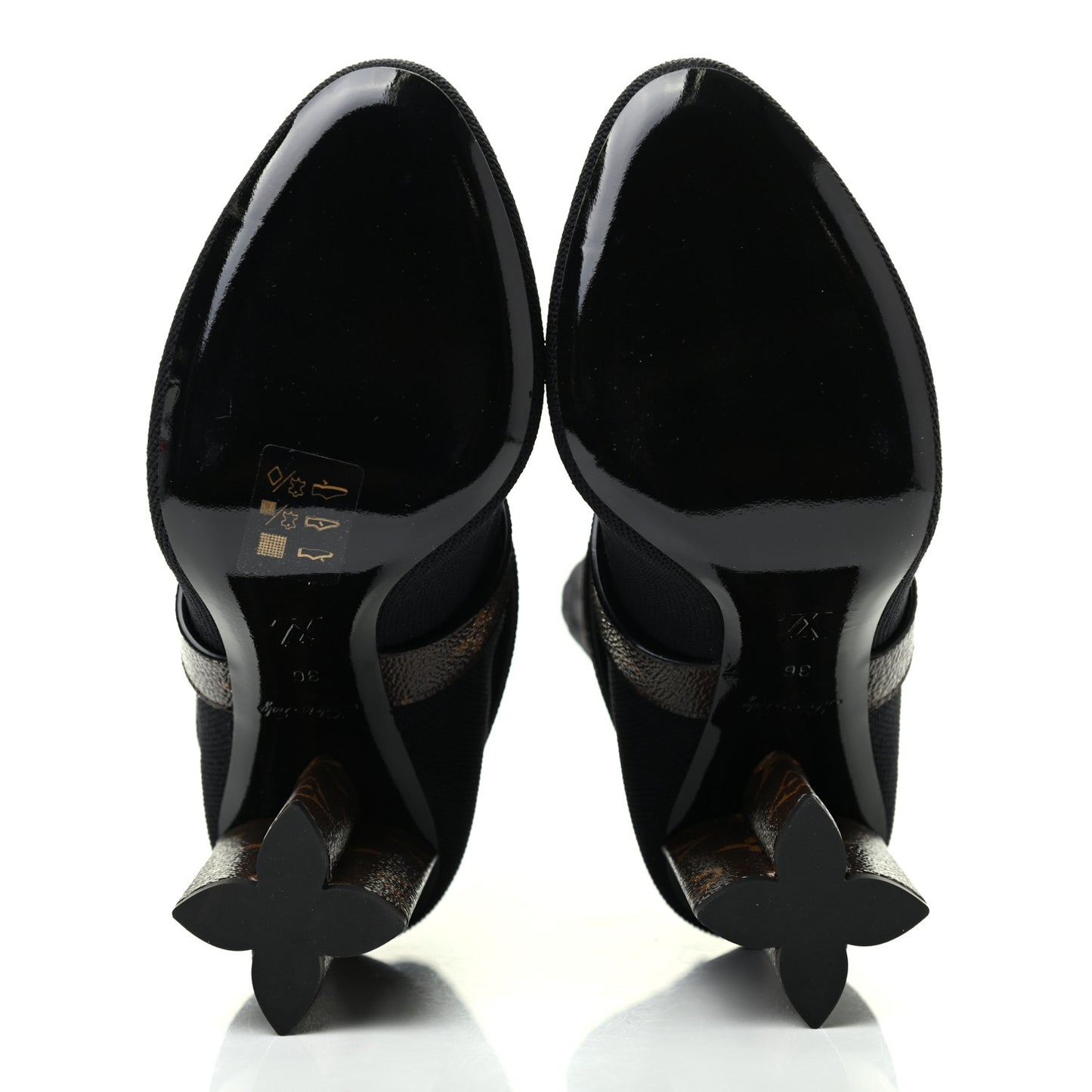 Monogram Stretch Fabric Silhouette Ankle Boots 36 Black