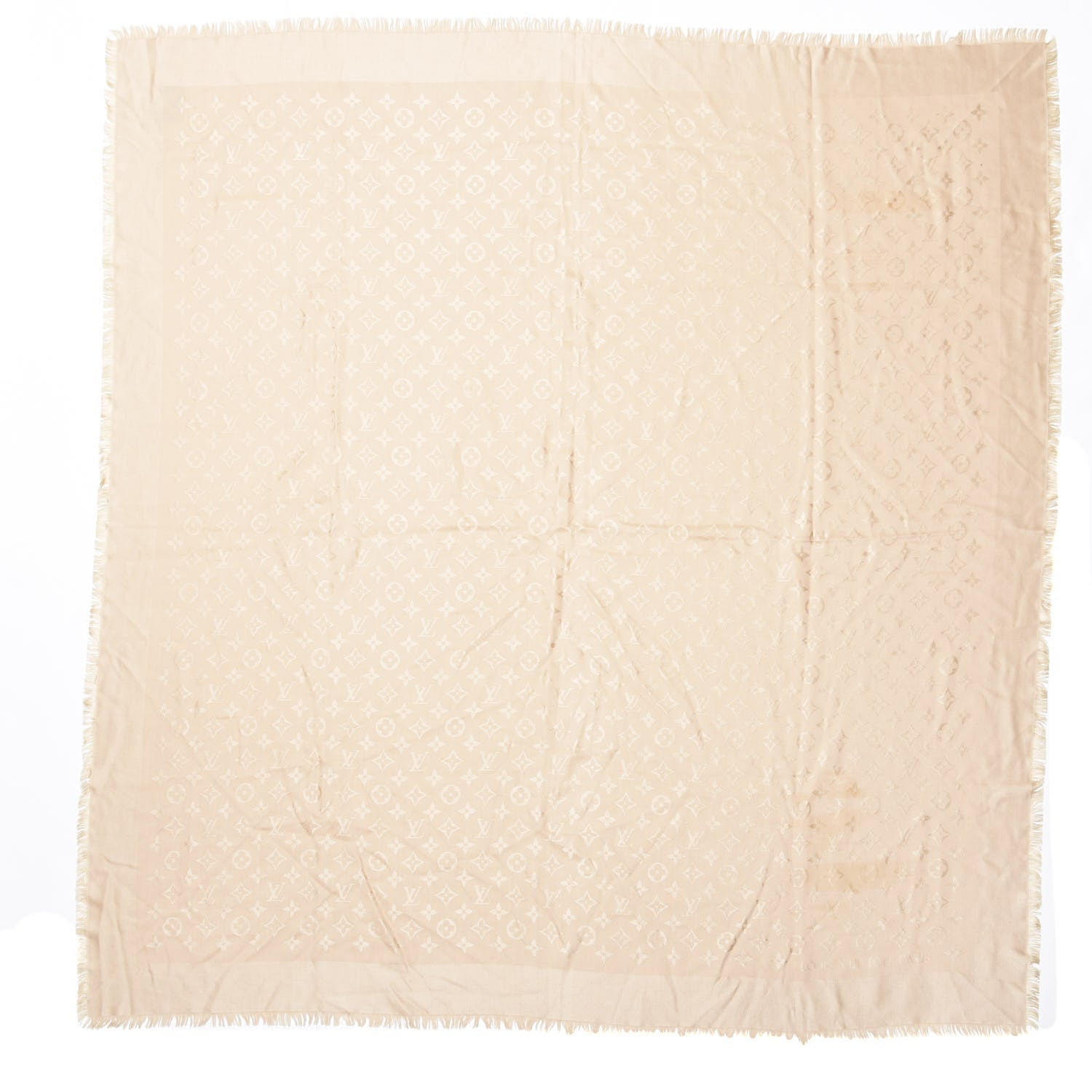 Louis Vuitton Silk Wool Monogram Shine Shawl Gold 1 of 3