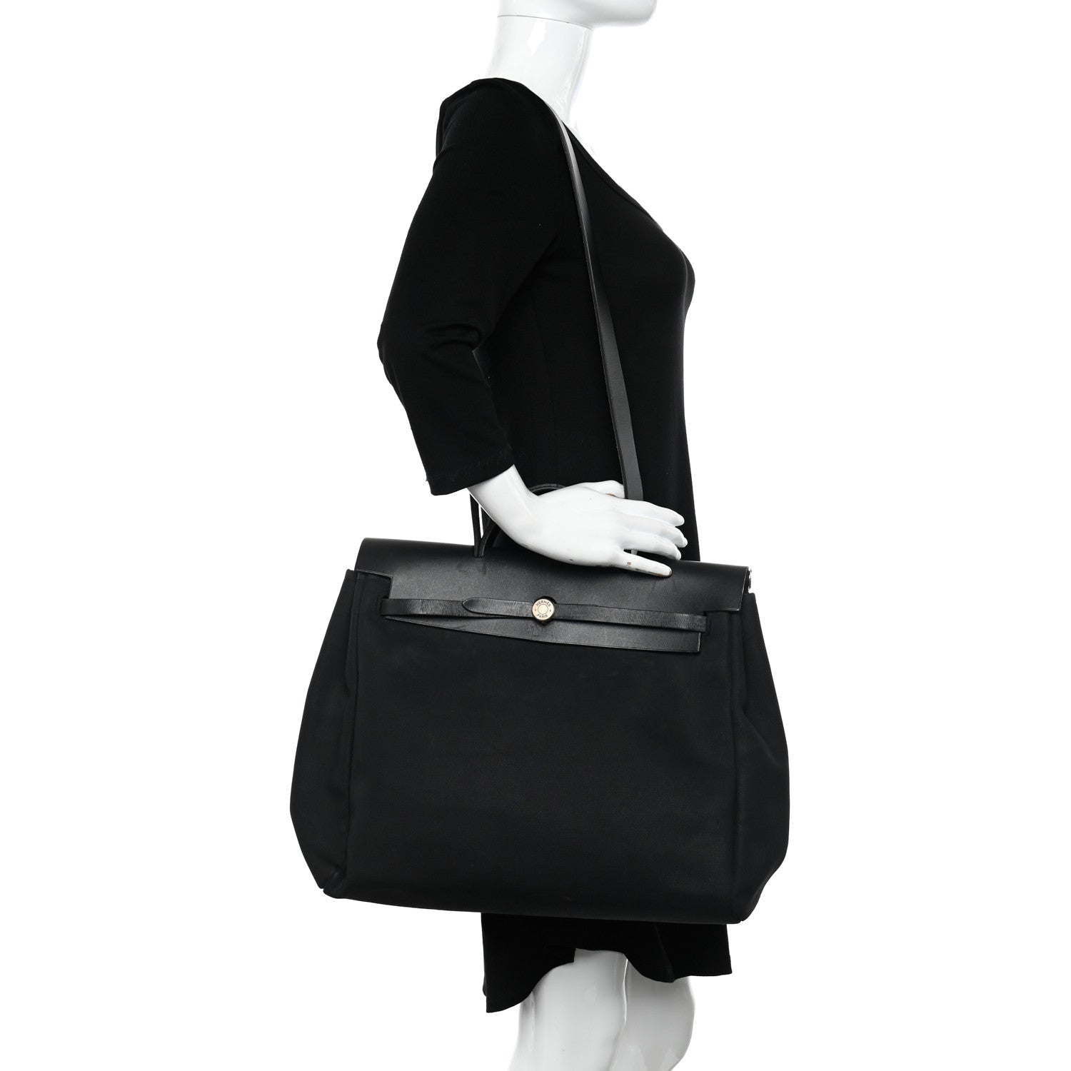 Hermes Toile Vache Calfskin Herbag 39 MM Black 2 of 12