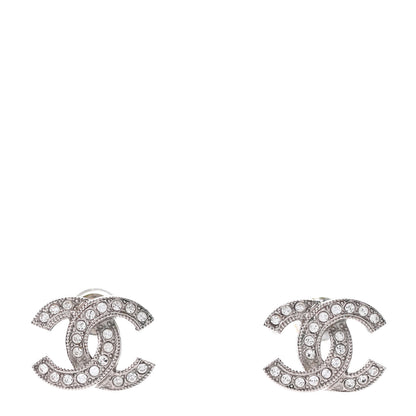 Chanel Crystal CC Earrings Silver 1 of 4