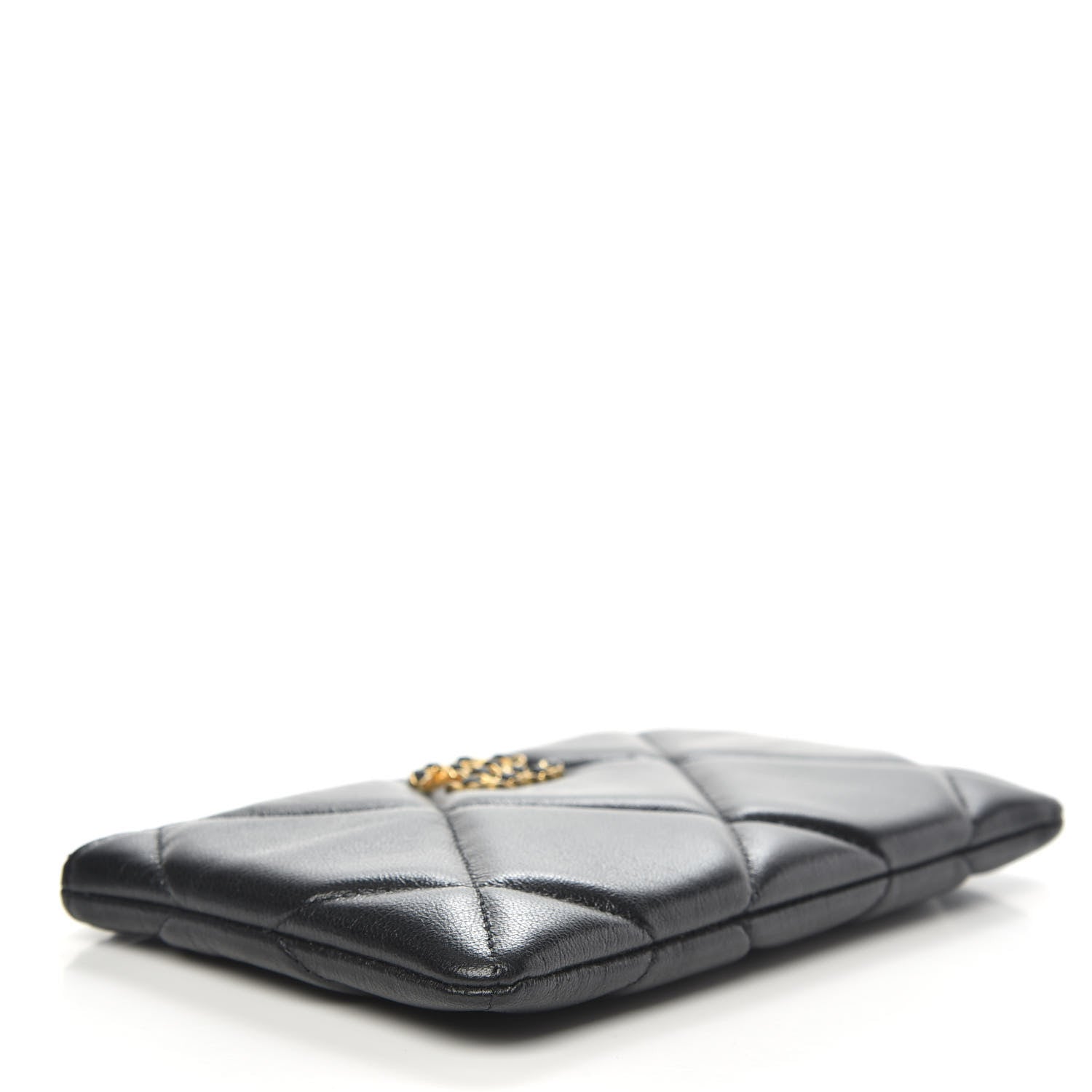 Chanel Shiny Goatskin Quilted Small 19 Pouch Black 4 of 9