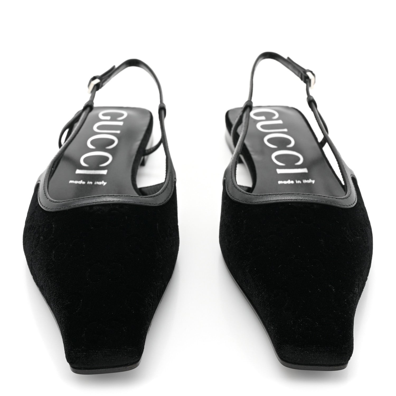 Gucci Velvet GG Monogram Slingback Ballet Flats 39.5 Black 2 of 8