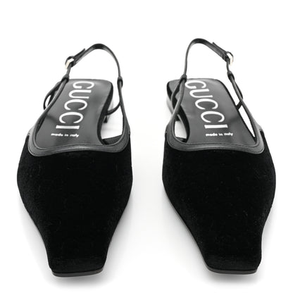 Gucci Velvet GG Monogram Slingback Ballet Flats 39.5 Black 2 of 8