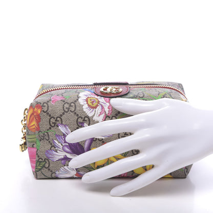 Gucci Soft GG Supreme Monogram Flora Calfskin Medium Ophidia Cosmetic Case Beige Ebony Multicolor Rosso 2 of 9
