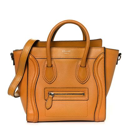 Celine Drummed Calfskin Nano Luggage Ocre 1 of 10