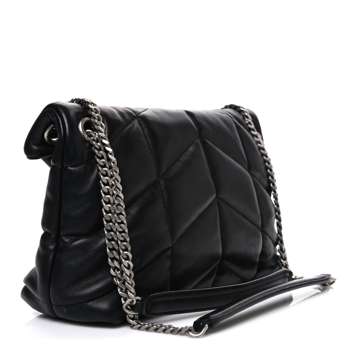 Saint Laurent Lambskin Quilted Small Loulou Puffer Monogram Chain Satchel Black 2 of 9