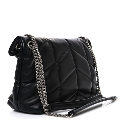 Saint Laurent Lambskin Quilted Small Loulou Puffer Monogram Chain Satchel Black 2 of 9