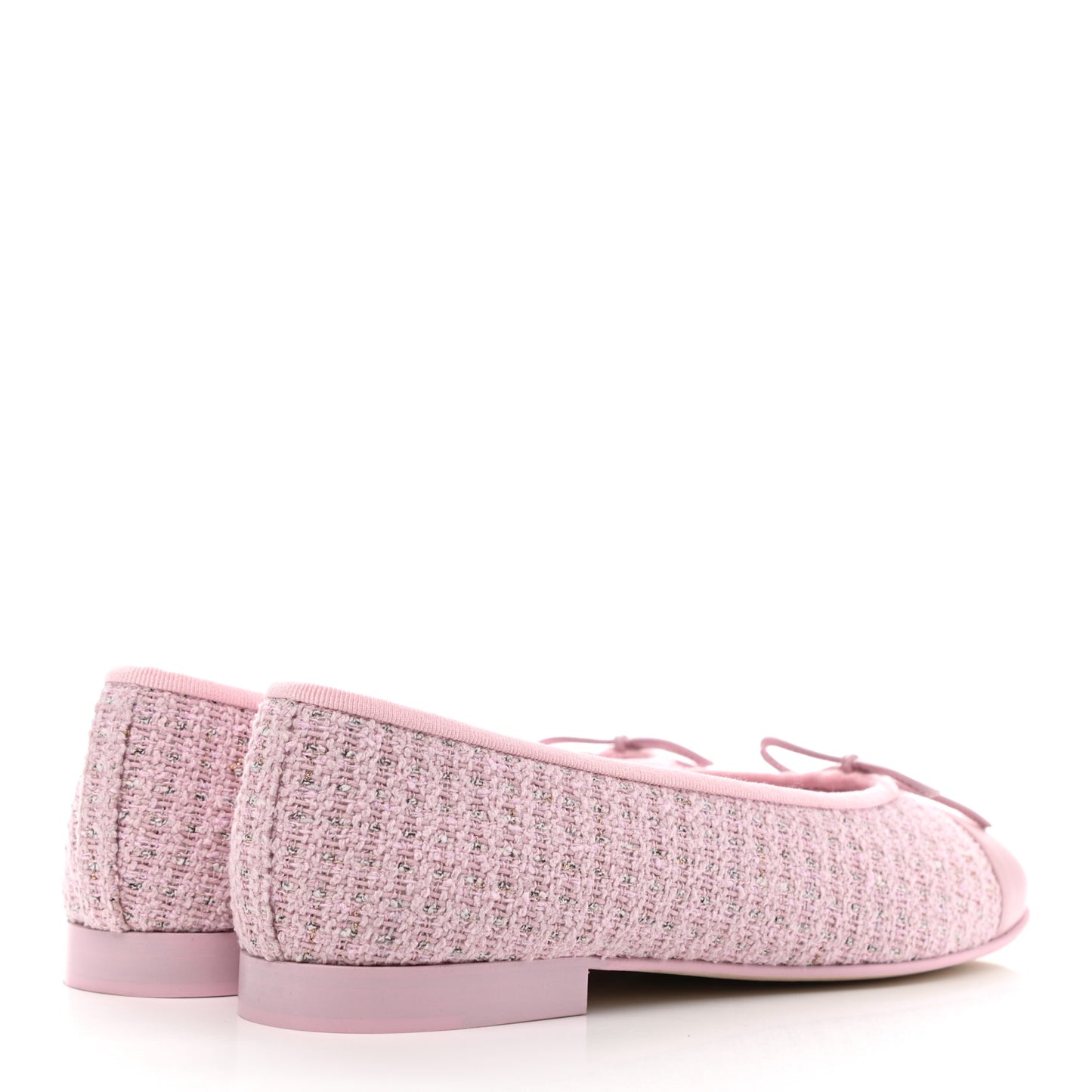 Tweed Lambskin Cap Toe Ballerina Flats 38.5 Pink