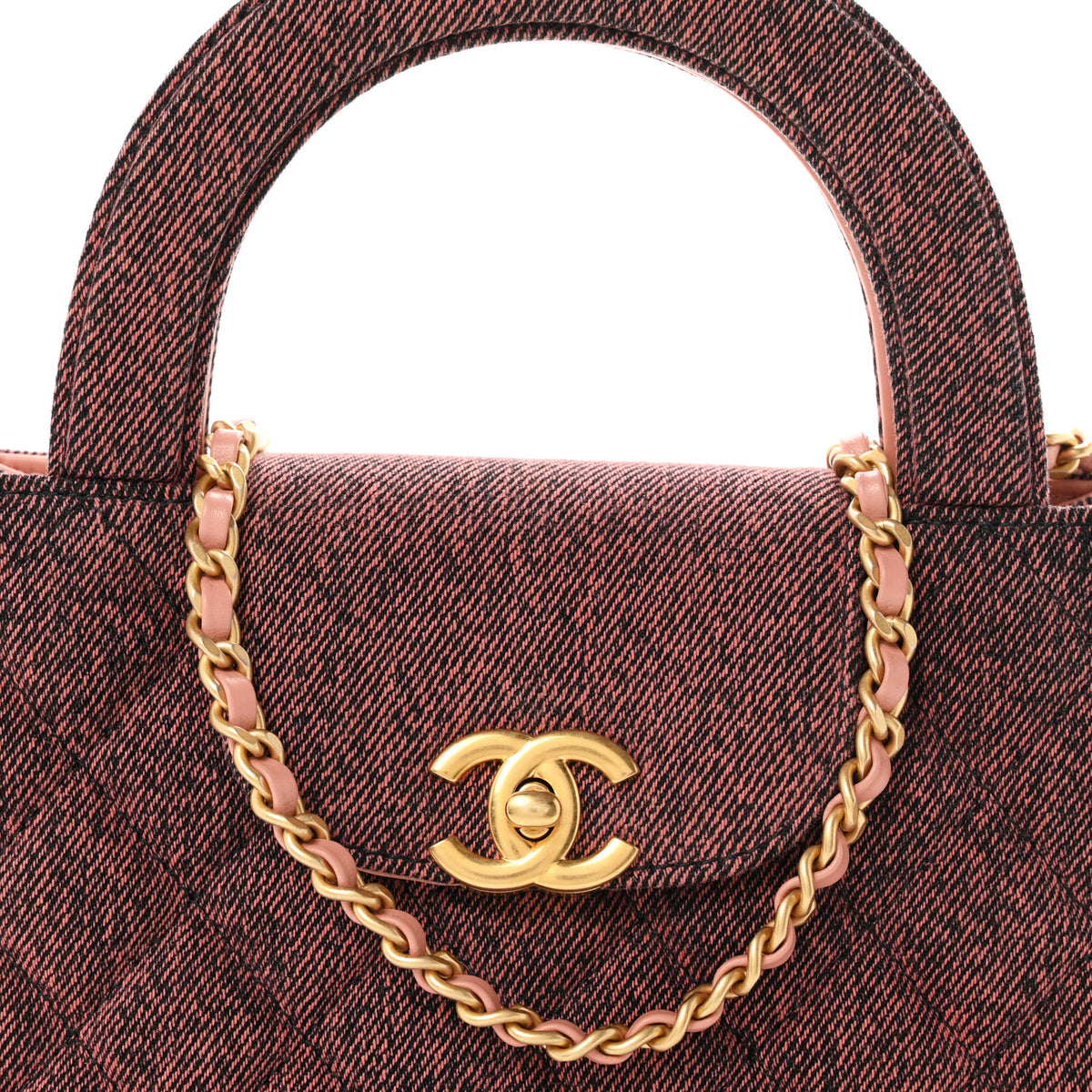Chanel Denim Quilted Nano Kelly Shopper Orange Black 15 of 21