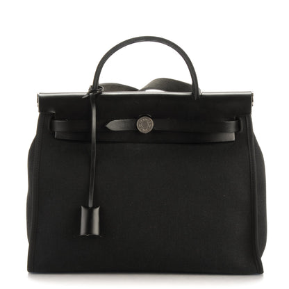 Hermes Military Toile Vache Hunter Herbag Zip PM 31 Black 1 of 6