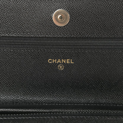 Chanel Caviar Quilted French New Wave Chain CC Wallet On Chain WOC Black 6 of 12