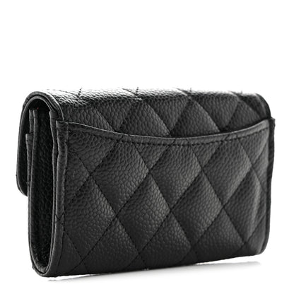 Chanel Caviar Quilted Flap Card Holder Wallet Black 3 of 9