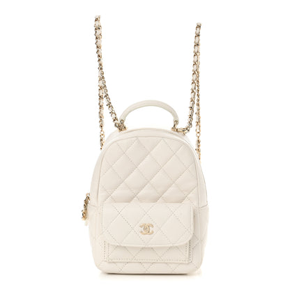 Chanel Caviar Quilted CC Mini Classic Backpack White 1 of 11
