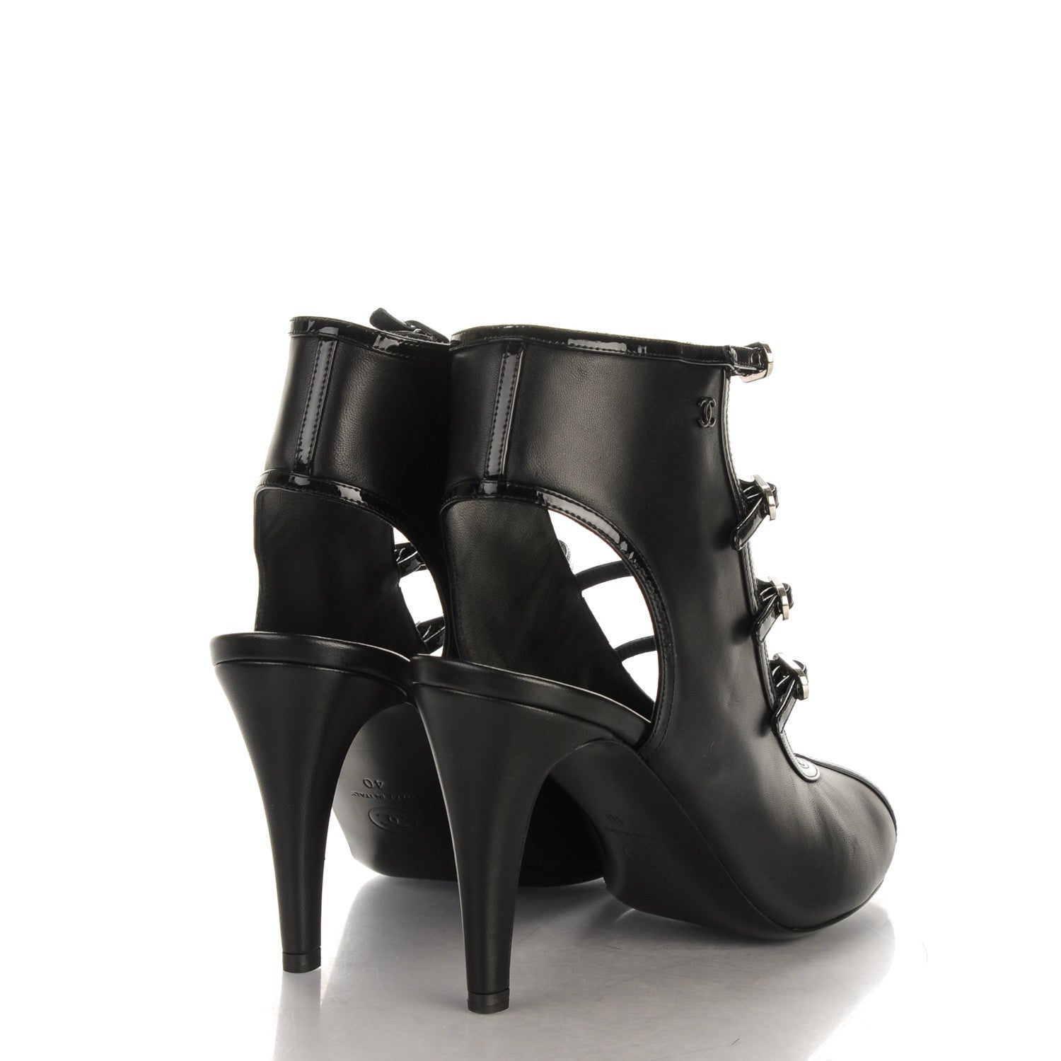 Chanel Patent Calfskin Lambskin Pumps 40 Black 4 of 8