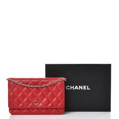 Chanel Caviar Quilted Wallet On Chain WOC Red 10 of 10
